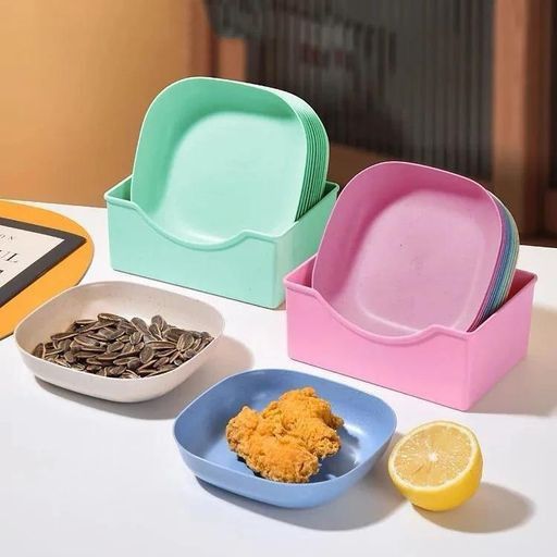 Multi Purpose Square Plastic Dinner Plate Set 10pc