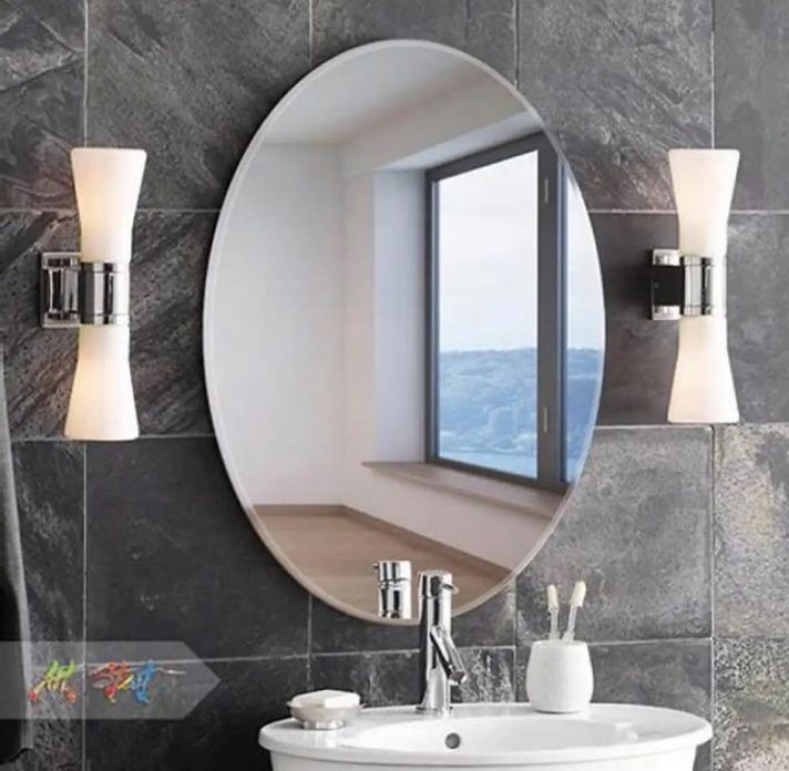 Oval Shape Adhesive Mirror Sticker 30x20 cm