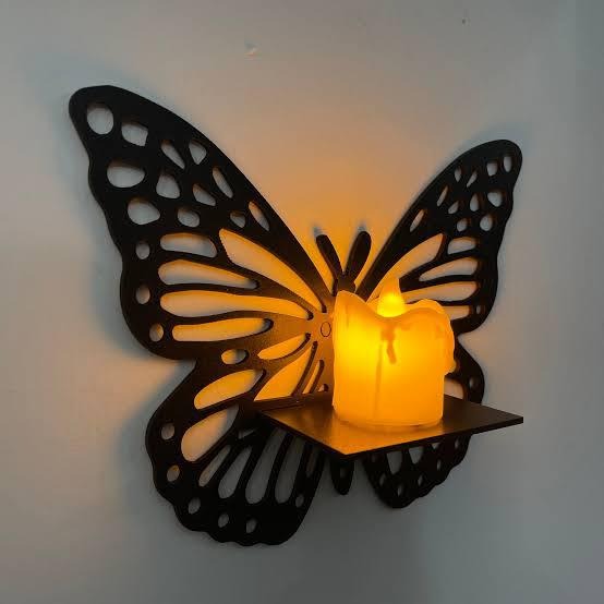 Butterfly Wall Shelf with Candle
